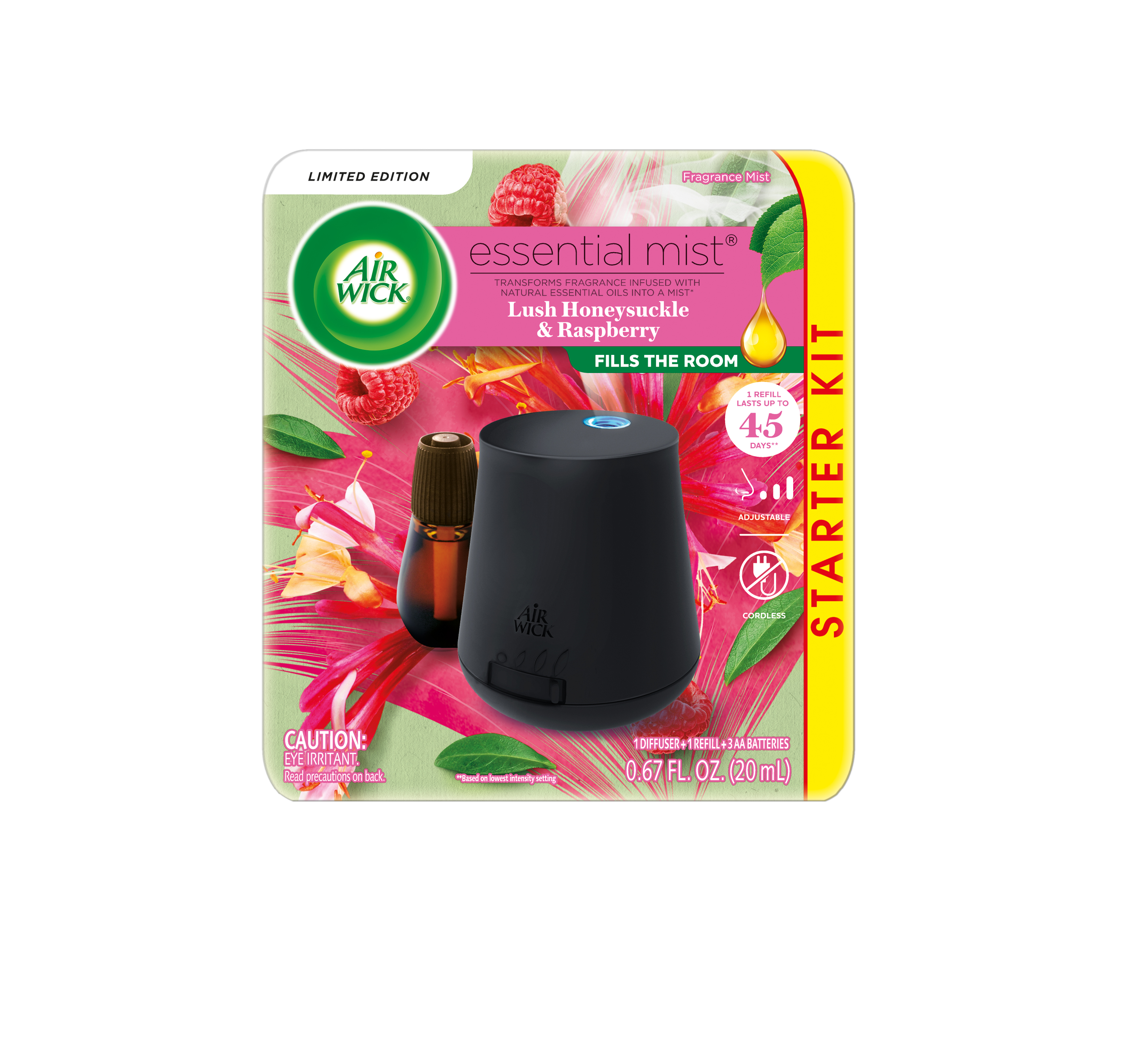 AIR WICK Essential Mist  Lush Honeysuckle  Raspberry  Kit Discontinued